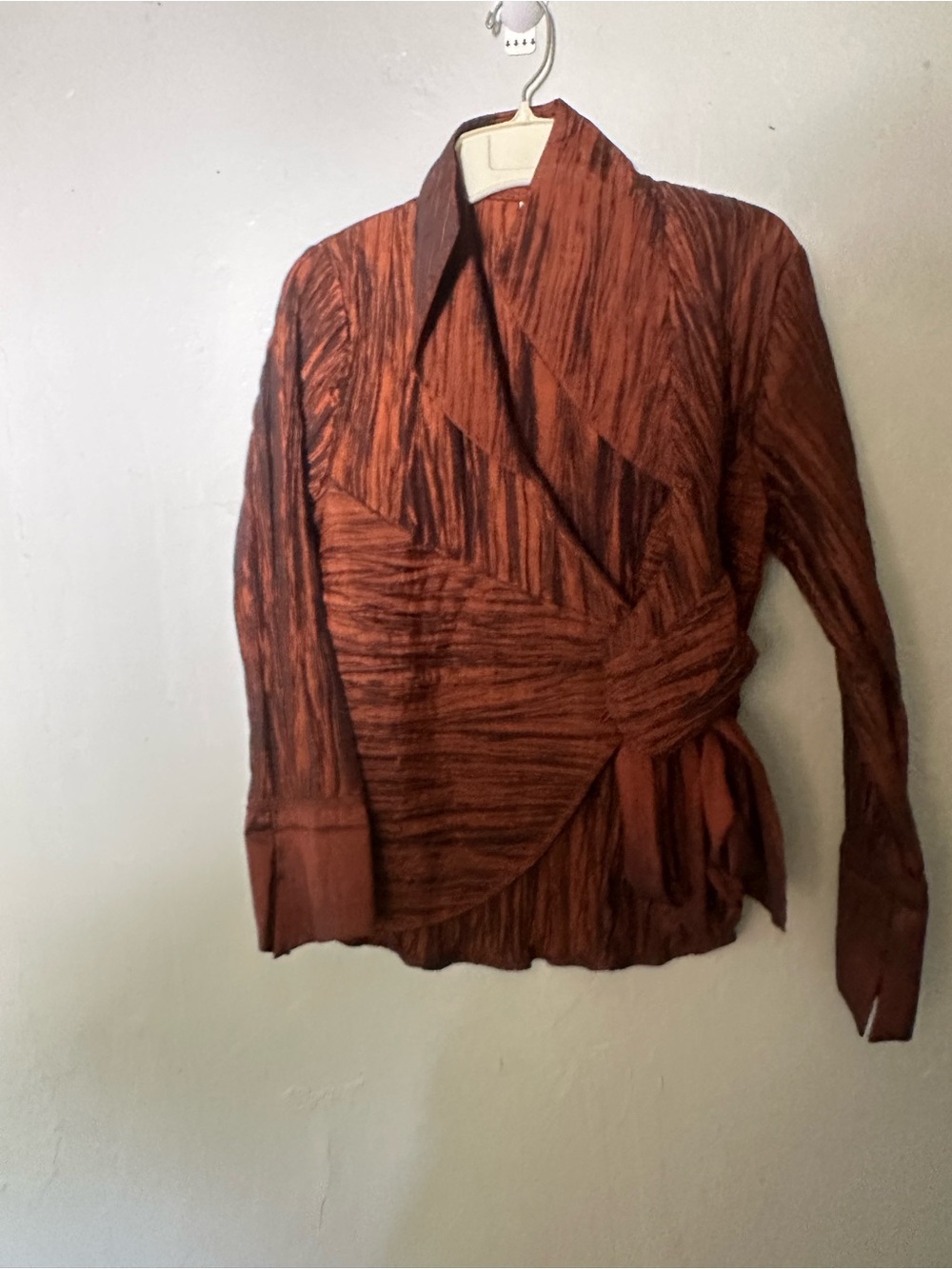 Harve Benard Burnt Orange Textured Wrap Blouse